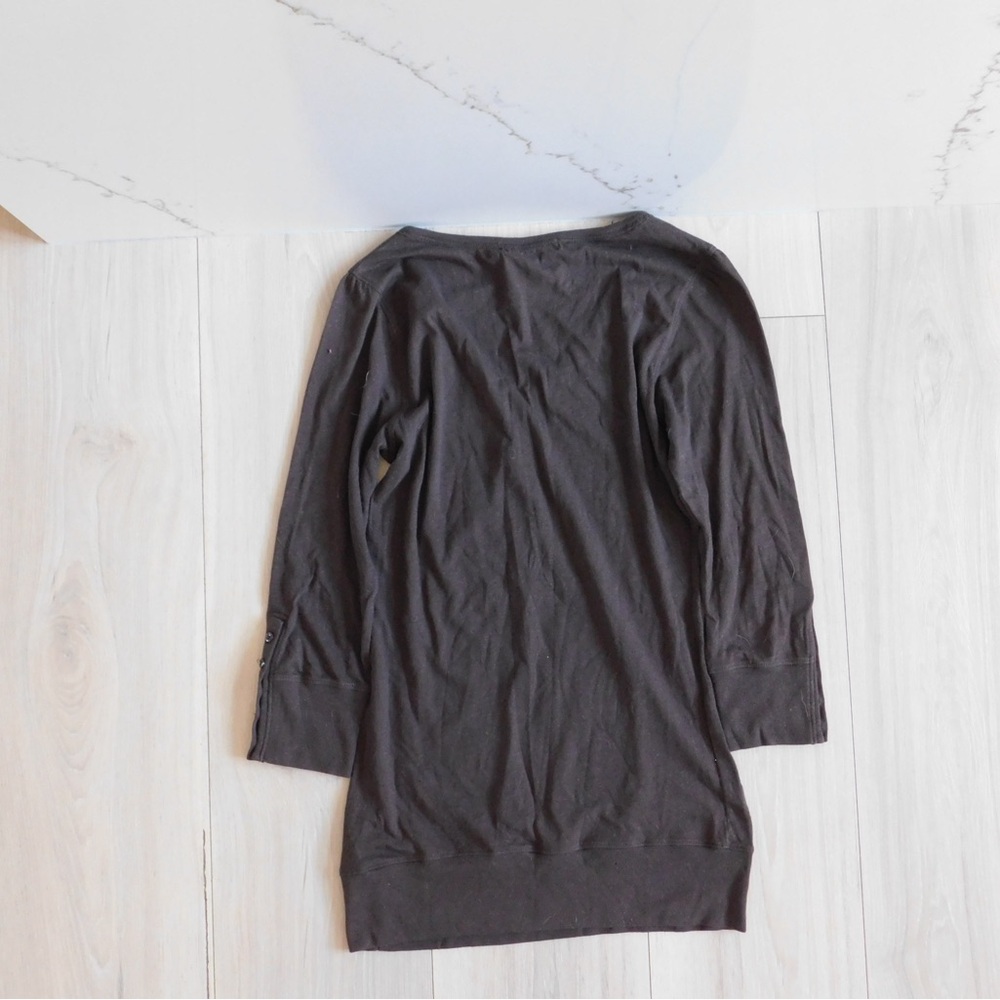 Forever 21 Dark Brown V-Neck Button Down Shirt - Picture 2 of 4